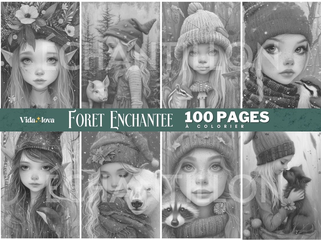 Forêt Enchantée - 100 Pages à Colorier - Vidalova
