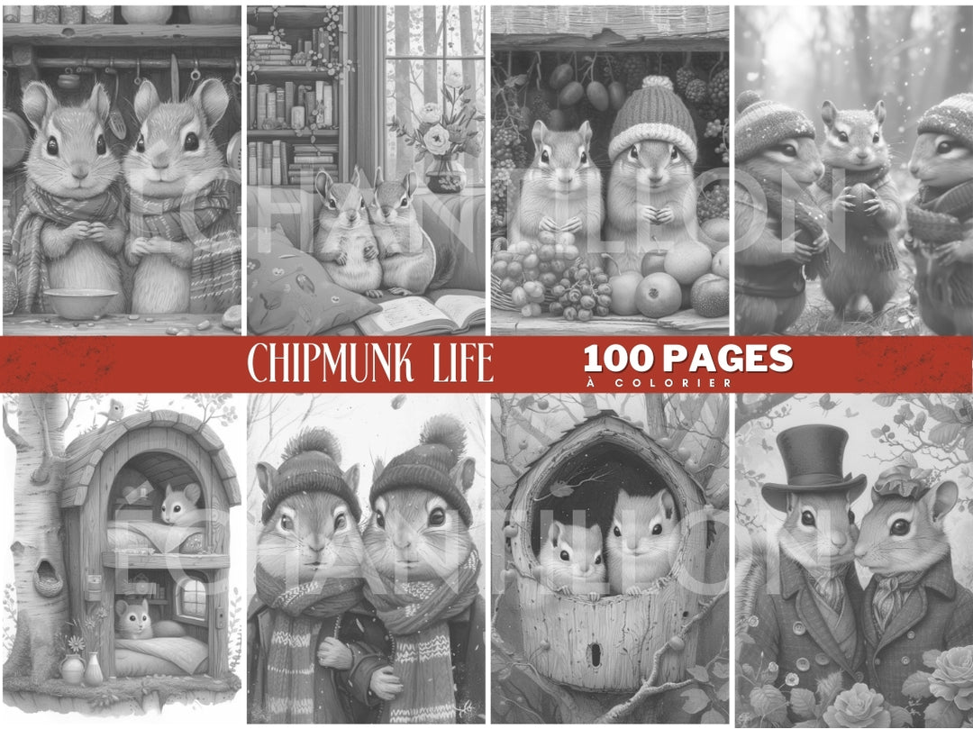 Chipmunk Life - 100 Pages à Colorier - Vidalova