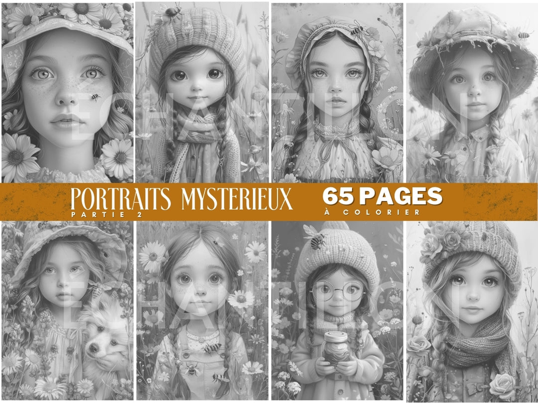 Portraits Mystérieux 2 - 65 Pages à Colorier - Vidalova