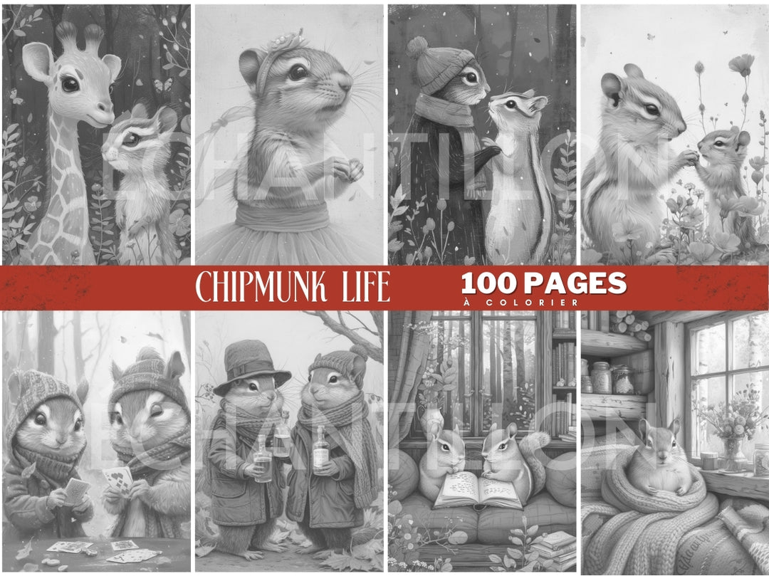 Chipmunk Life - 100 Pages à Colorier - Vidalova