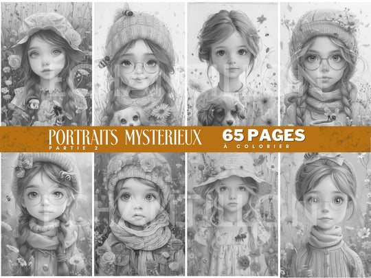 Portraits Mystérieux 2 - 65 Pages à Colorier - Vidalova